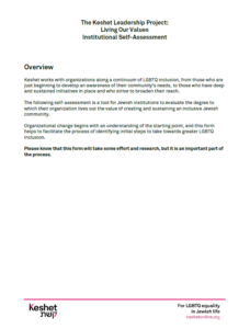 Image shows the first page of the Institutional Assessment. The page is all-text. 