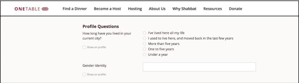 Example form from OneTable