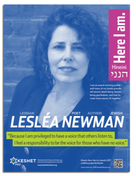 Image of Keshet's Lesléa Newman poster.