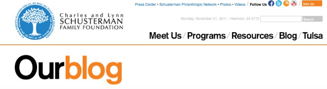 Image of the Charles and Lynn Schusterman Family Foundation Blog header