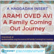 Image of a cover with the words: "A Haggadah Insert: ARAMI OVED AVI: A Family Coming Out Journey"