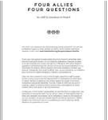 A page of text with the header reading: "Four Allies, Four Questions."
