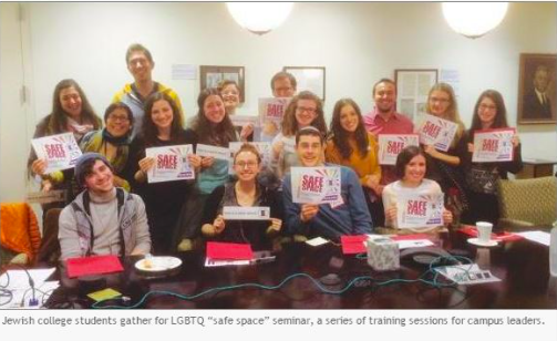 A group of Jewish college students gather for a LGBTQ "safe space" seminar, a series of training sessions for campus leaders.