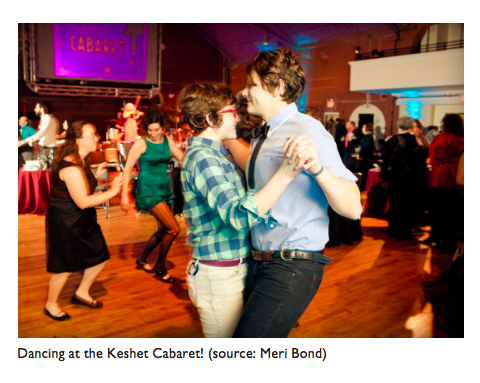 Image of two people dancing at the Keshet Cabaret.