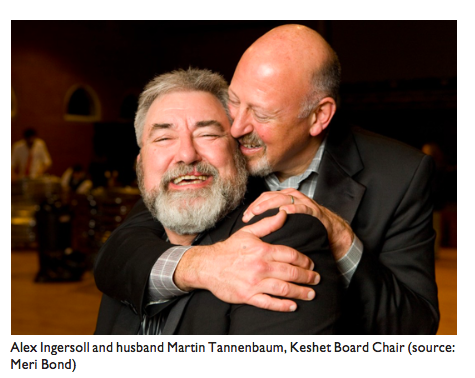 Image of Martin Tannenbaum hugging his husband, Alex Ingersoll. They are both smiling.