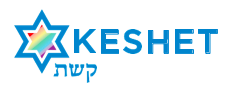 Image of Keshet's old logo: a rainbow Star of David with a blue border, and the world "Keshet" written in English and Hebrew.