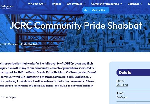 Jewish Organizations Partner To Host Area’s First Pride Shabbat, March 31