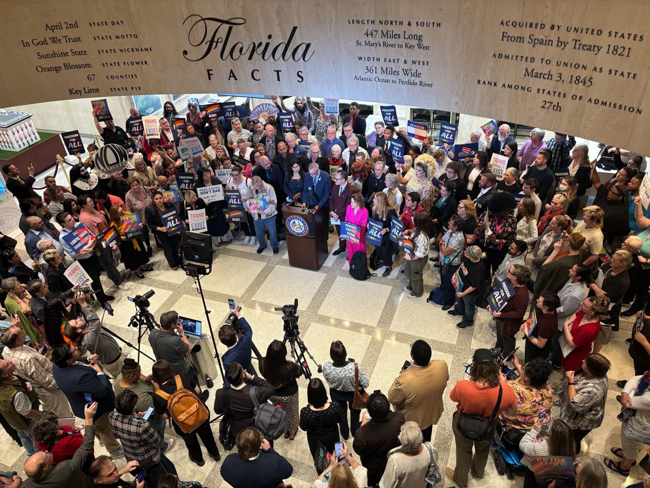 Keshet Community Mobilization team speaking at Florida capitol 